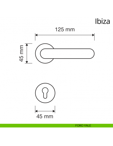 Maniglia per porta interna Ibiza Linea Calì con rosetta tonda foro yale