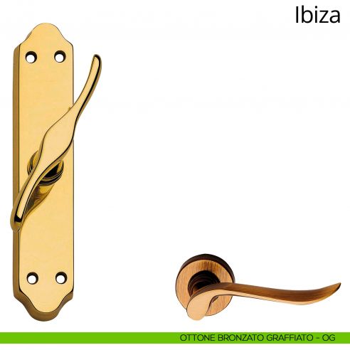 Maniglia per finestra cremonese Ibiza Linea Calì ottone bronzato graffiato