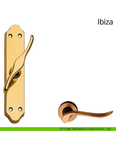 Maniglia per finestra cremonese Ibiza Linea Calì ottone bronzato graffiato