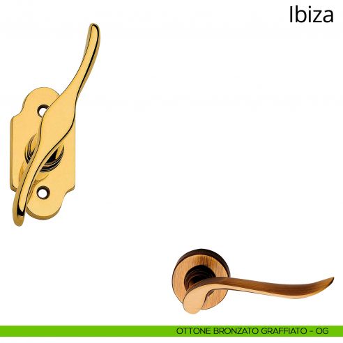Maniglia per finestra martellina Ibiza Linea Calì ottone bronzato graffiato