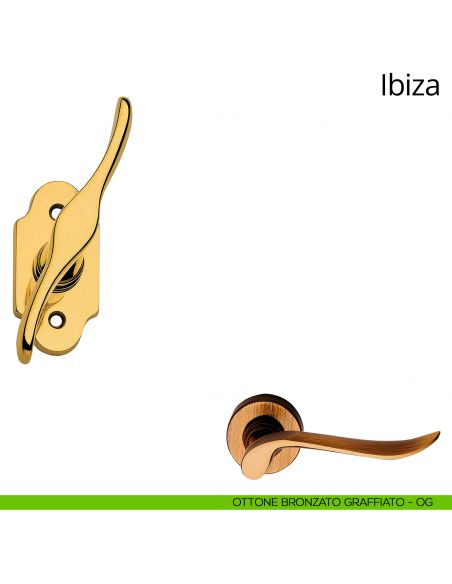 Maniglia per finestra martellina Ibiza Linea Calì ottone bronzato graffiato