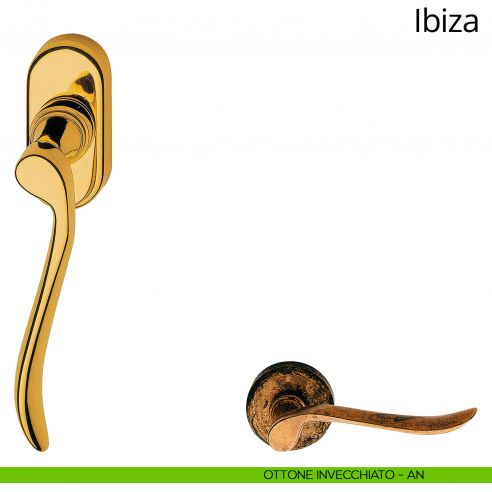 Maniglia per finestra martellina DK Ibiza Linea Calì ottone invecchiato