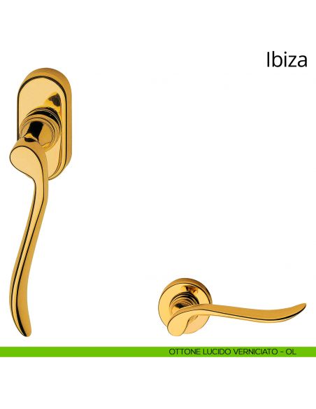 Maniglia per finestra martellina DK Ibiza Linea Calì ottone lucido verniciato