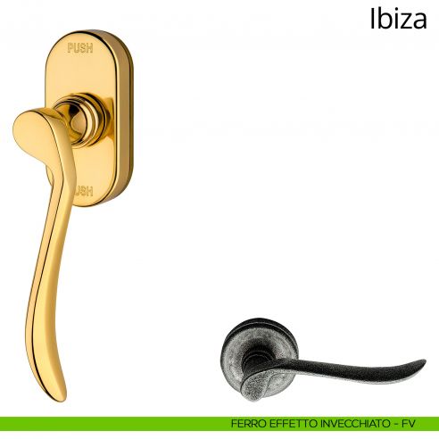 Maniglia per finestra martellina DK antintrusione ibiza Linea Calì ferro effetto invecchiato