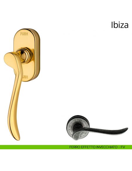 Maniglia per finestra martellina DK antintrusione ibiza Linea Calì ferro effetto invecchiato