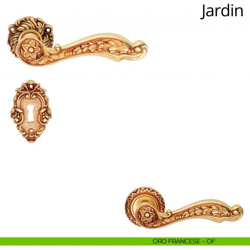 Maniglia per porta interna Jardin Linea Calì rosetta artistica oro francese