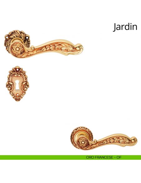 Maniglia per porta interna Jardin Linea Calì rosetta artistica oro francese