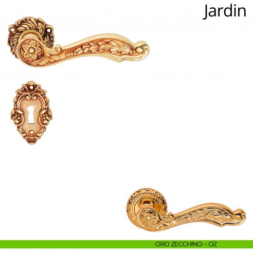 Maniglia per porta interna Jardin Linea Calì rosetta artistica oro zecchino