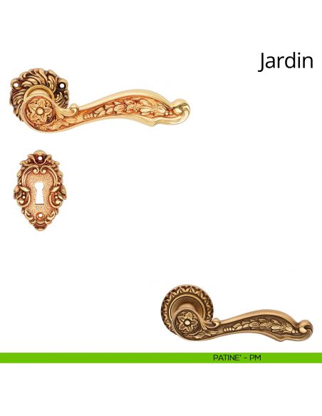 Maniglia per porta interna Jardin Linea Calì rosetta artistica patinè