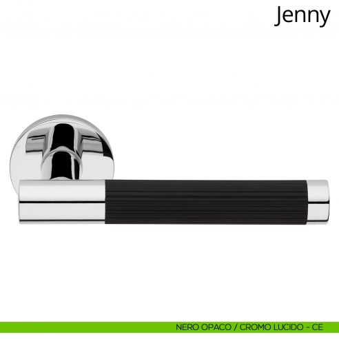 Maniglia per porta interna Jenny Linea Calì rosetta tonda tradizionale nero opaco - cromo lucido