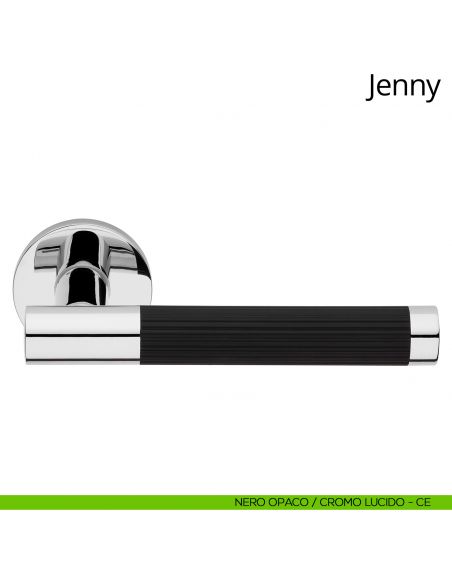 Maniglia per porta interna Jenny Linea Calì rosetta tonda tradizionale nero opaco - cromo lucido