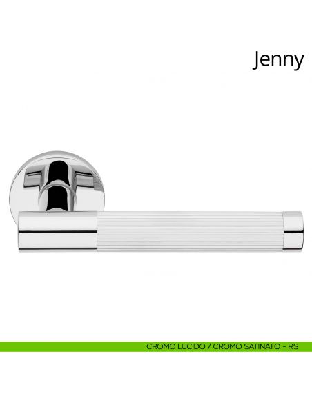 Maniglia per porta interna Jenny Linea Calì rosetta tonda tradizionale cromo lucido - cromo satinato