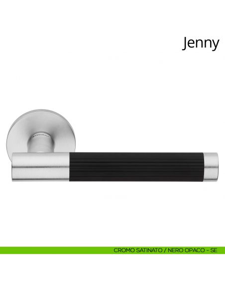 Maniglia per porta interna Jenny Linea Calì rosetta tonda tradizionale cromo satinato - nero opaco