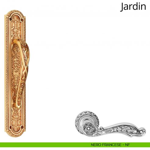 Maniglione per porta Jardin Linea Calì con placca nero francese