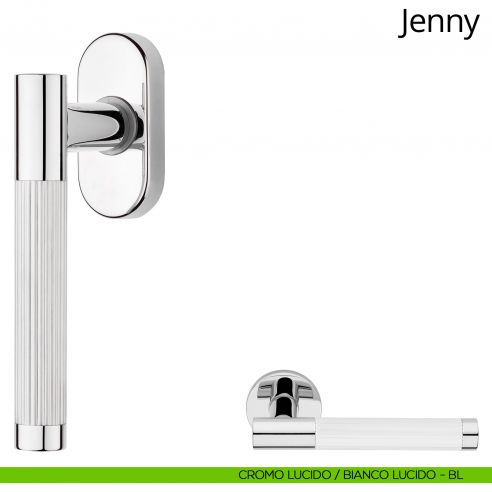 Maniglia per finestra martellina DK Jenny Linea Calì cromo lucido - bianco lucido
