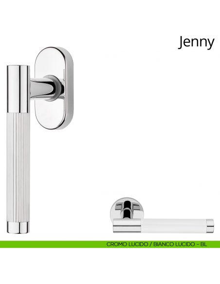 Maniglia per finestra martellina DK Jenny Linea Calì cromo lucido - bianco lucido