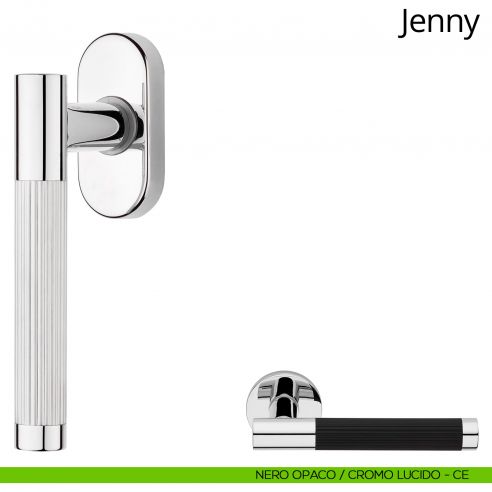 Maniglia per finestra martellina DK Jenny Linea Calì nero opaco - cromo lucido