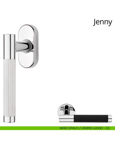 Maniglia per finestra martellina DK Jenny Linea Calì nero opaco - cromo lucido