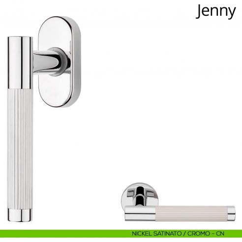 Maniglia per finestra martellina DK Jenny Linea Calì nickel satinato - cromo