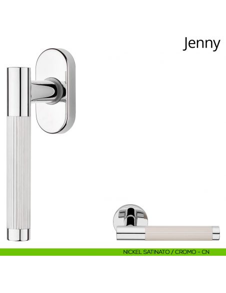 Maniglia per finestra martellina DK Jenny Linea Calì nickel satinato - cromo
