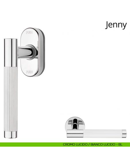 Maniglia per finestra martellina DK antintrusione Jenny Linea Calì cromo lucido - bianco lucido