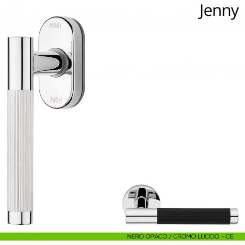 Maniglia per finestra martellina DK antintrusione Jenny Linea Calì nero opaco - cromo lucido