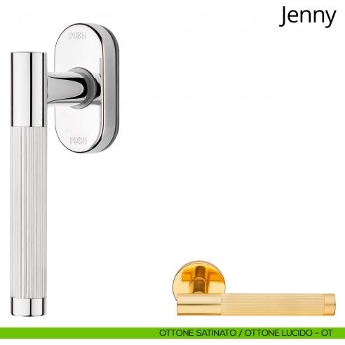 Maniglia per finestra martellina DK antintrusione Jenny Linea Calì ottone satinato - ottone lucido