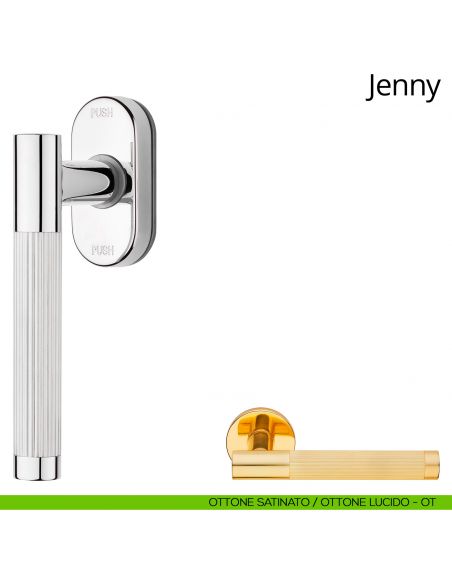 Maniglia per finestra martellina DK antintrusione Jenny Linea Calì ottone satinato - ottone lucido