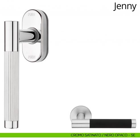 Maniglia per finestra martellina DK antintrusione Jenny Linea Calì cromo satinato - nero opaco