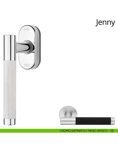 Maniglia per finestra martellina DK antintrusione Jenny Linea Calì cromo satinato - nero opaco