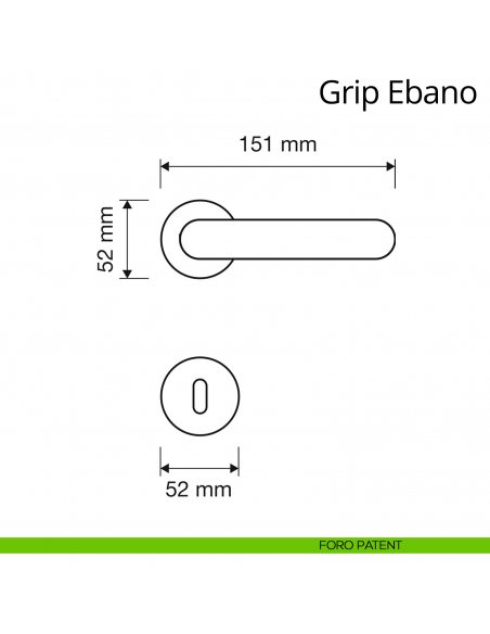 Maniglia in legno per porta interna Grip Ebano Linea Calì rosetta tonda tradizionale foro patent