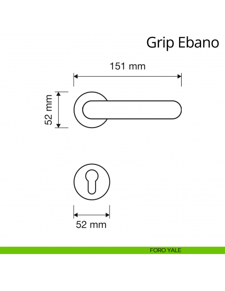 Maniglia in legno per porta interna Grip Ebano Linea Calì rosetta tonda tradizionale foro yale