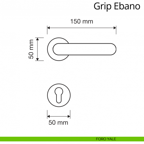 Maniglia in legno per porta interna Grip Ebano Linea Calì rosetta tonda bassa foro yale