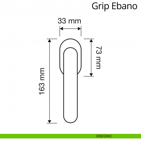 Maniglia in legno per finestra martellina DK antintrusione Grip Ebano Linea Calì disegno