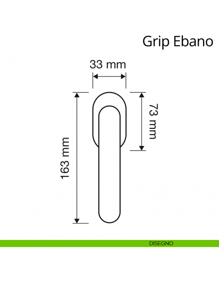 Maniglia in legno per finestra martellina DK antintrusione Grip Ebano Linea Calì disegno