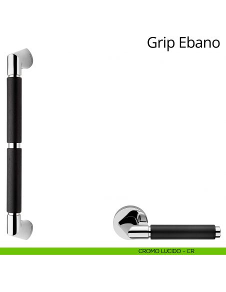 Maniglione in legno per porta dritto Grip Ebano Linea Calì cromo lucido