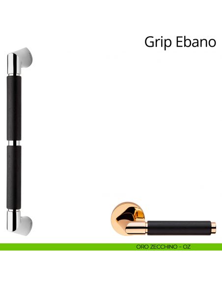 Maniglione in legno per porta dritto Grip Ebano Linea Calì oro zecchino