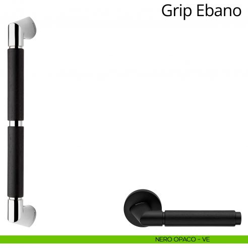 Maniglione in legno per porta dritto Grip Ebano Linea Calì nero opaco