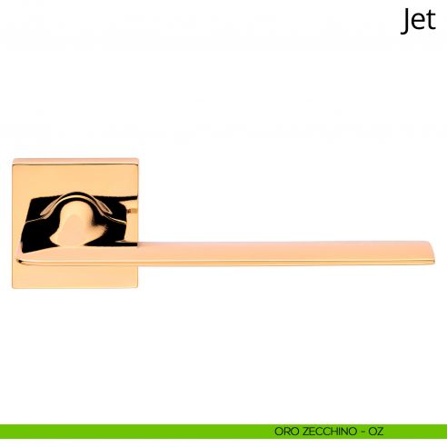 Maniglia per porta interna Jet Linea Calì rosetta quadrata bassa oro zecchino