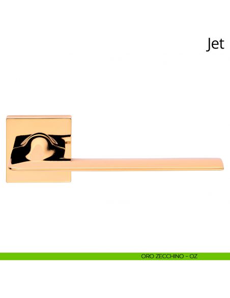 Maniglia per porta interna Jet Linea Calì rosetta quadrata bassa oro zecchino