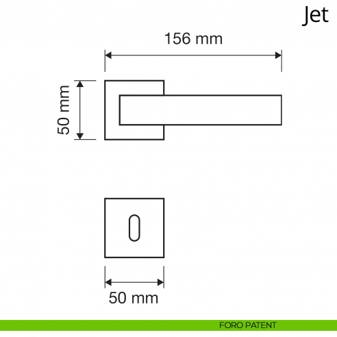 Maniglia per porta interna Jet Linea Calì rosetta quadrata bassa foro patent