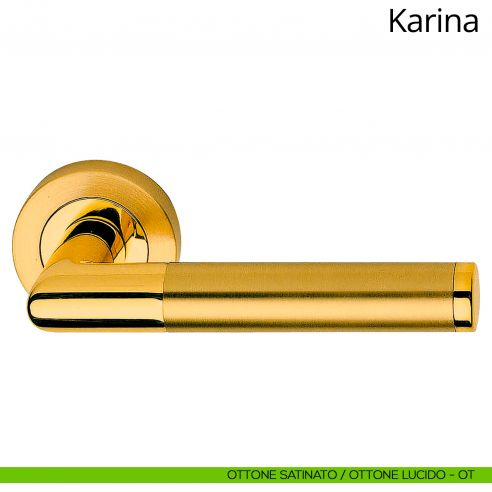 Maniglia per porta interna Karina Linea Calì ottone satinato - ottone lucido