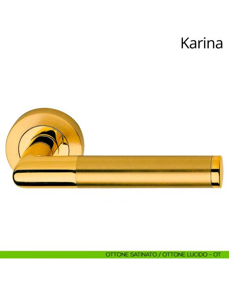 Maniglia per porta interna Karina Linea Calì ottone satinato - ottone lucido