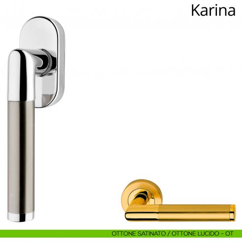 Maniglia per finestra martellina DK Karina Linea Calì ottone satinato - ottone lucido