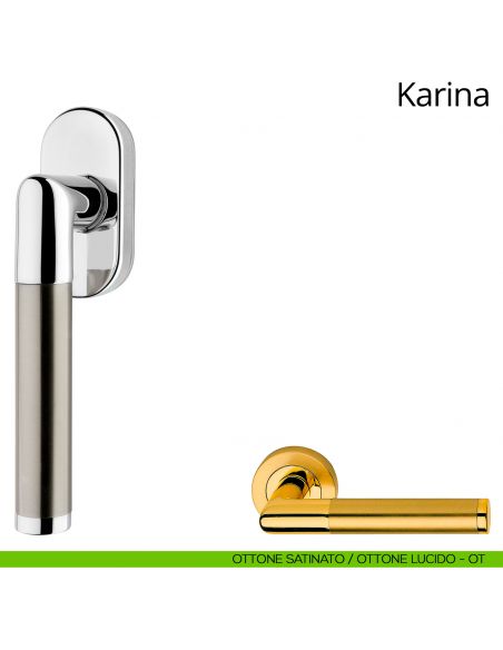 Maniglia per finestra martellina DK Karina Linea Calì ottone satinato - ottone lucido