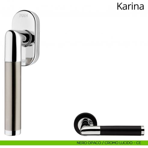 Maniglia per finestra martellina DK antintrusione Karina Linea Calì nero opaco - cromo