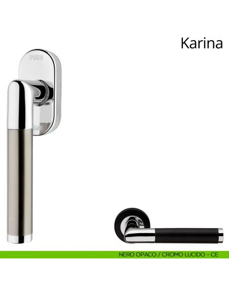 Maniglia per finestra martellina DK antintrusione Karina Linea Calì nero opaco - cromo