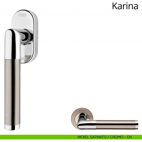 Maniglia per finestra martellina DK antintrusione Karina Linea Calì nickel satinato - opaco