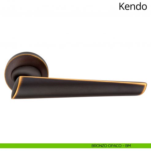 Maniglia per porta interna Kendo Linea Calì rosetta tonda bassa bronzo opaco