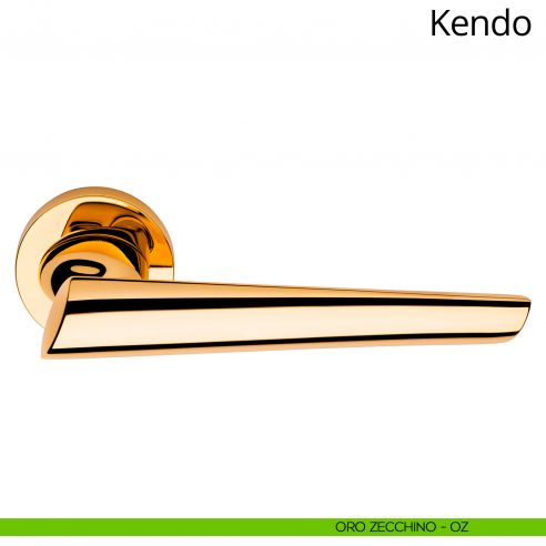 Maniglia per porta interna Kendo Linea Calì rosetta tonda tradizionale oro zecchino